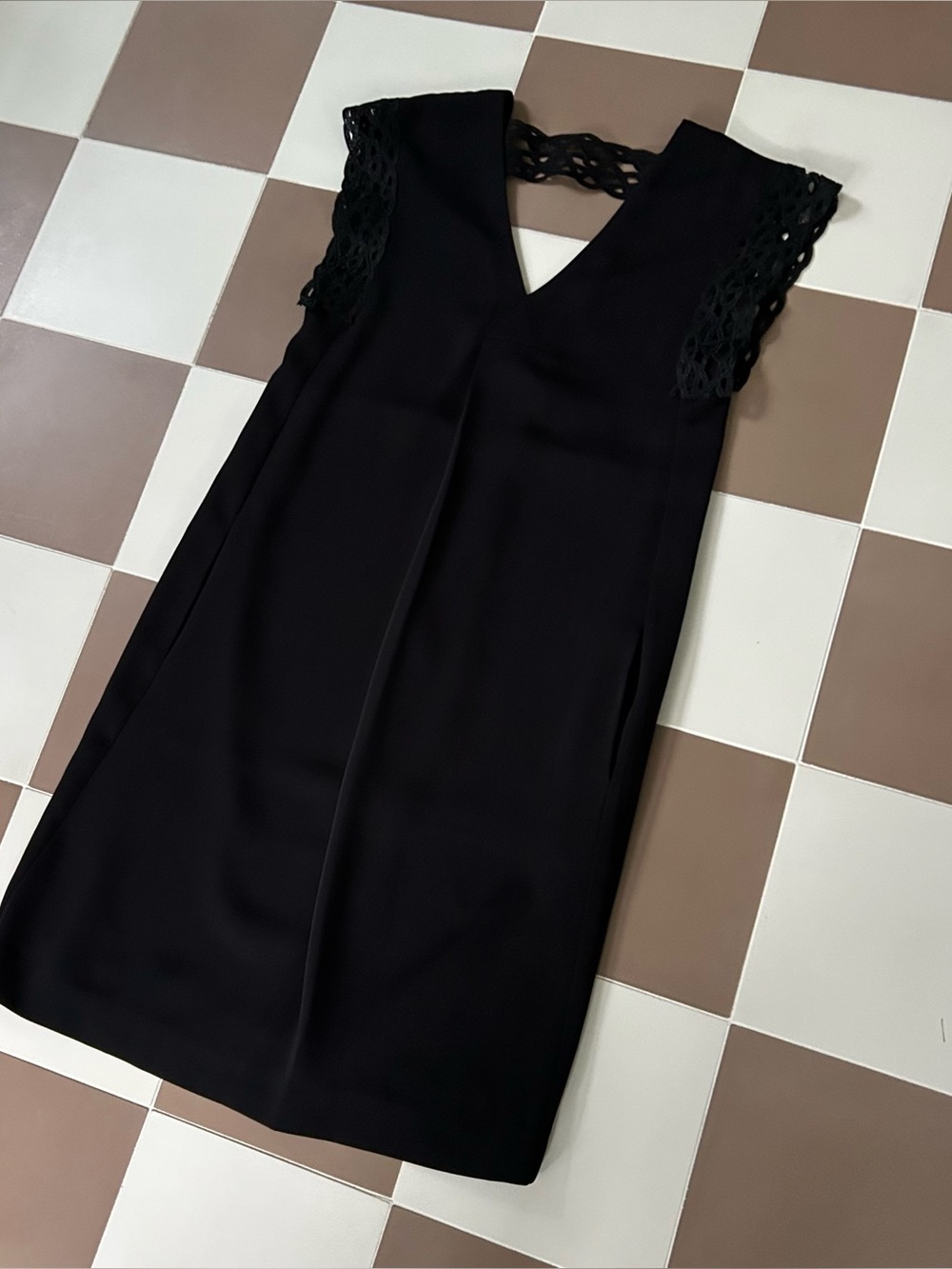 Reiss Cayene Black Lace Trim Sheath Dress Size 0